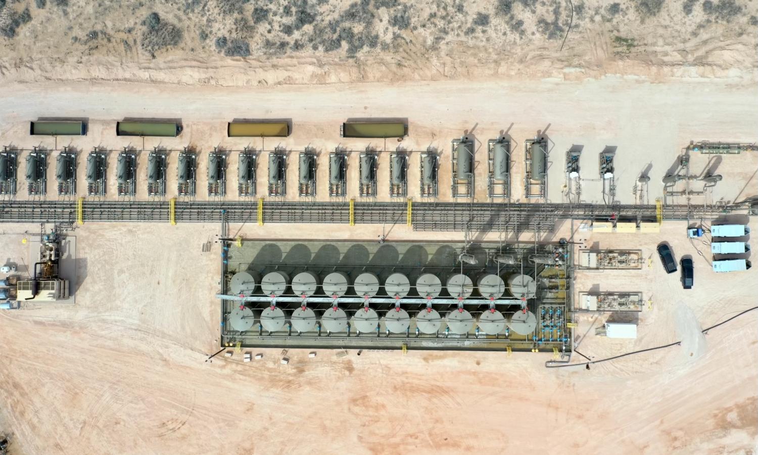 Drone photo of the 15-well Ovation central tank battery