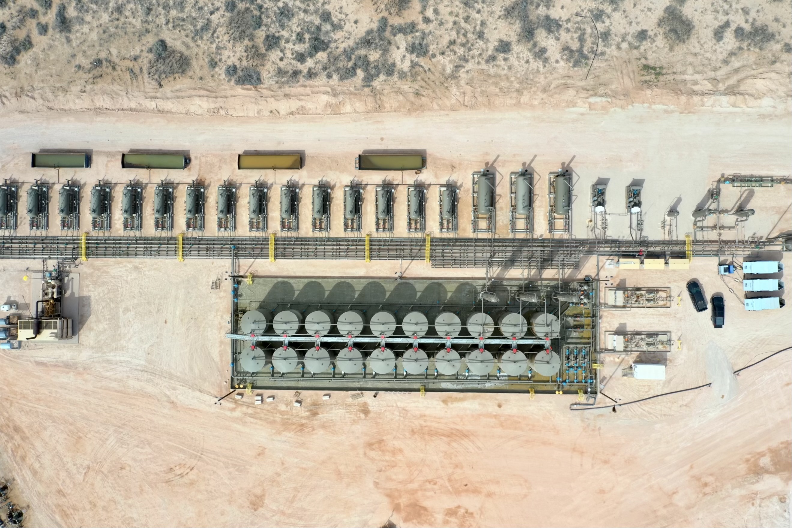 Drone photo of the 15-well Ovation central tank battery